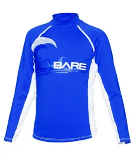 Bare Youth Blue LONG Sleeve Sunguard Rash Guard with 50  SPF UV Protection