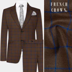 Bistre Brown with Catalina Blue Windowpane Tweed Suit