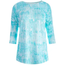 Boatneck Tunic Tee in Turquoise Ikat