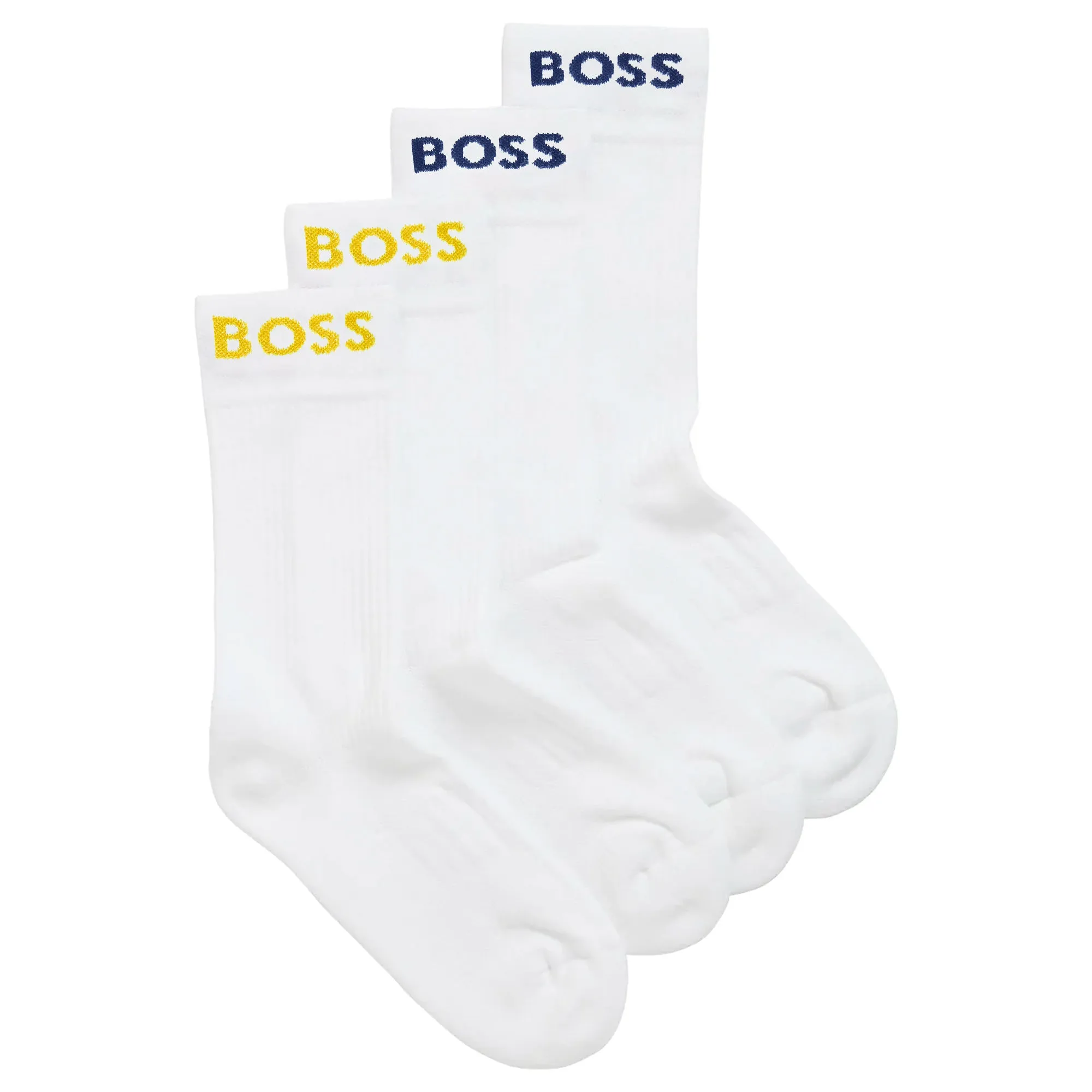 Boss 2 Pack RS Sport Socks - White/Yellow/Teal Blue