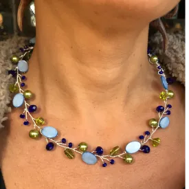 Branch Necklace- Purple, Green, & Light Blue