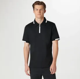 Bugatchi Tipped Quarter Zip Polo, Black