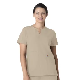 Carhartt Force Essentials Women's Notch Neck Tunic Scrub Top - Khaki