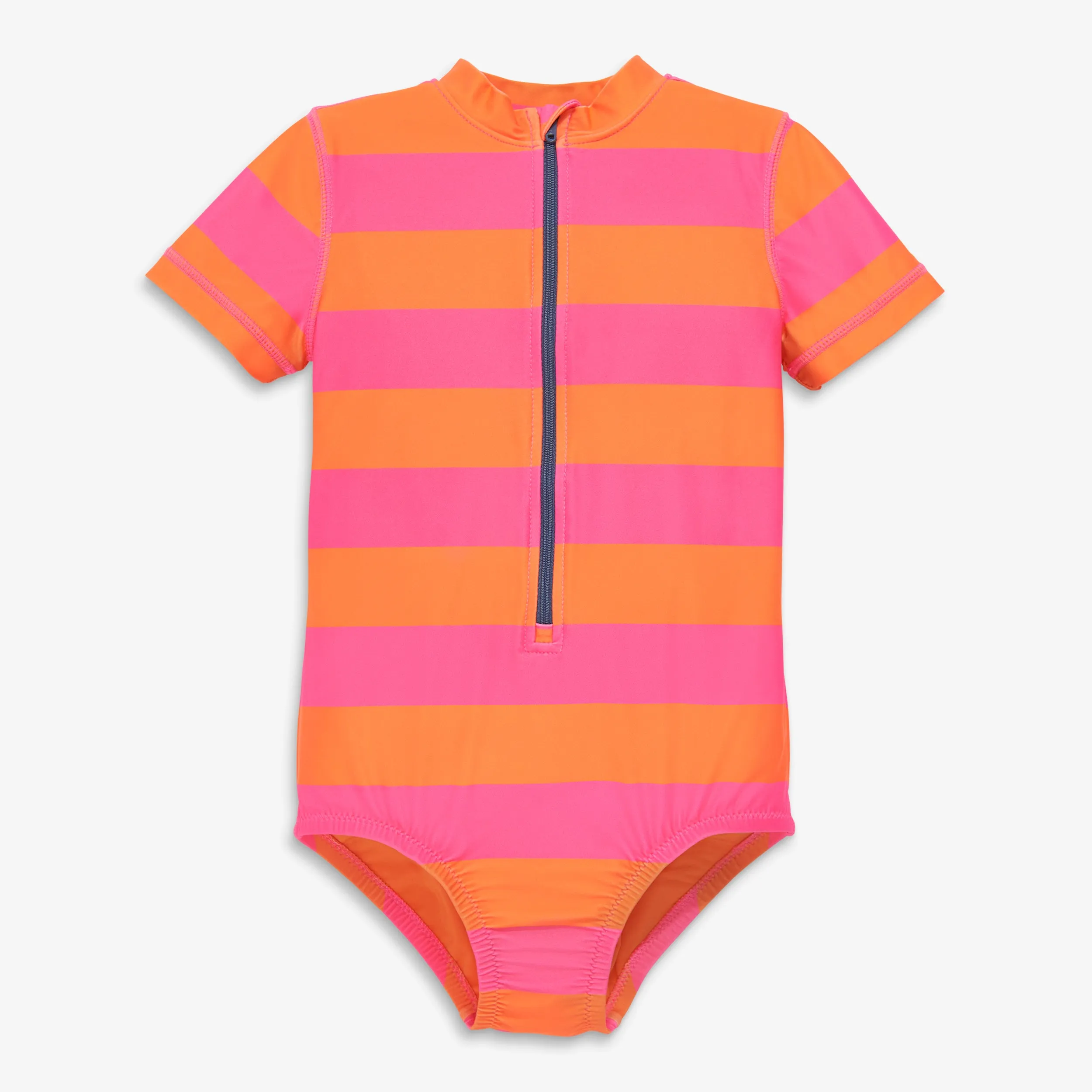 Clearance short sleeve one-piece rash guard in rugby stripe