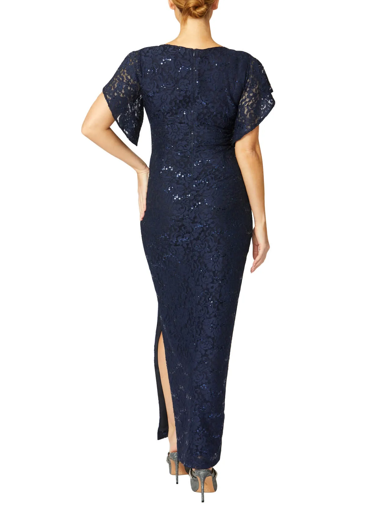 Ella Navy Stretch Lace Gown