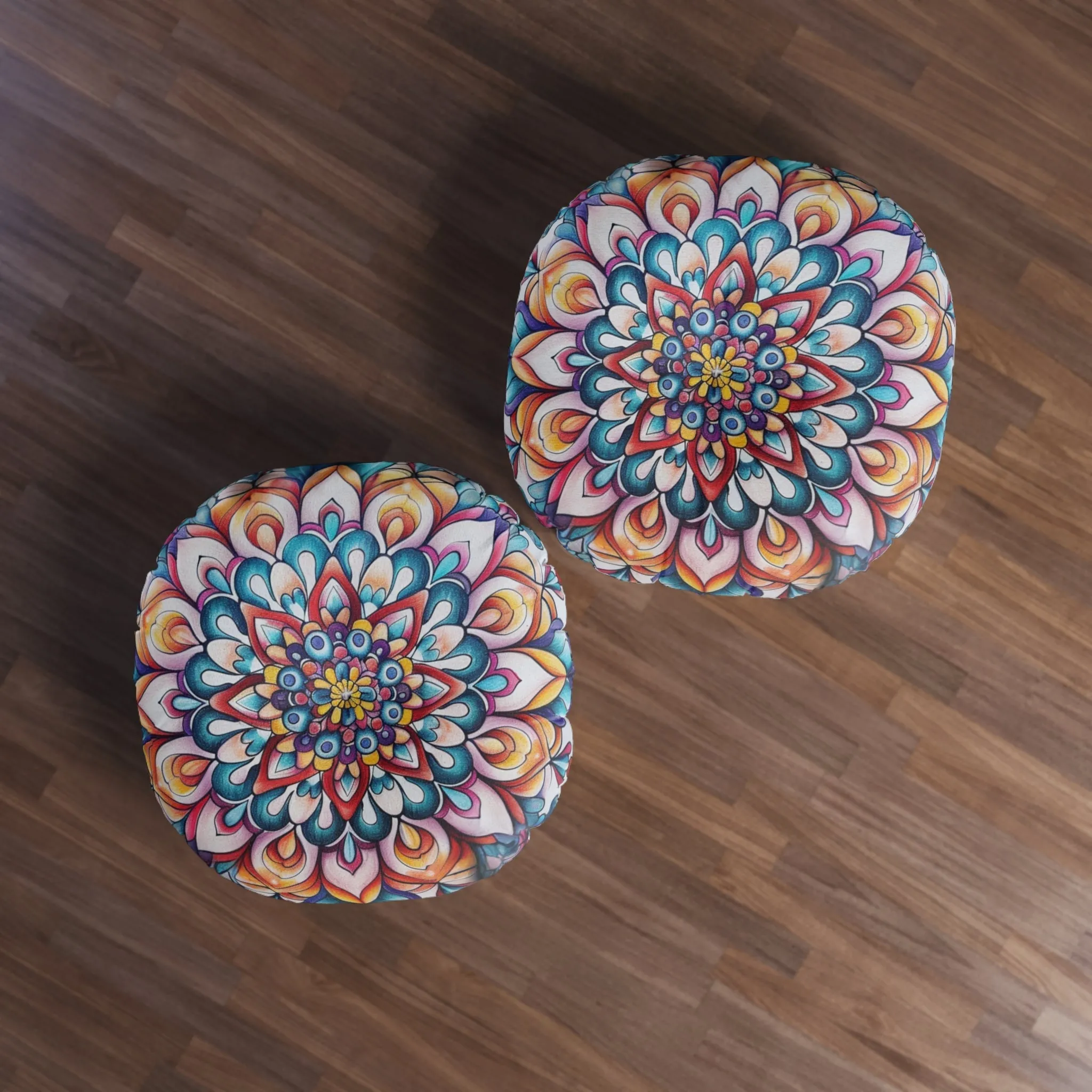 Handmade Mandala Design Floor Cushion - Round