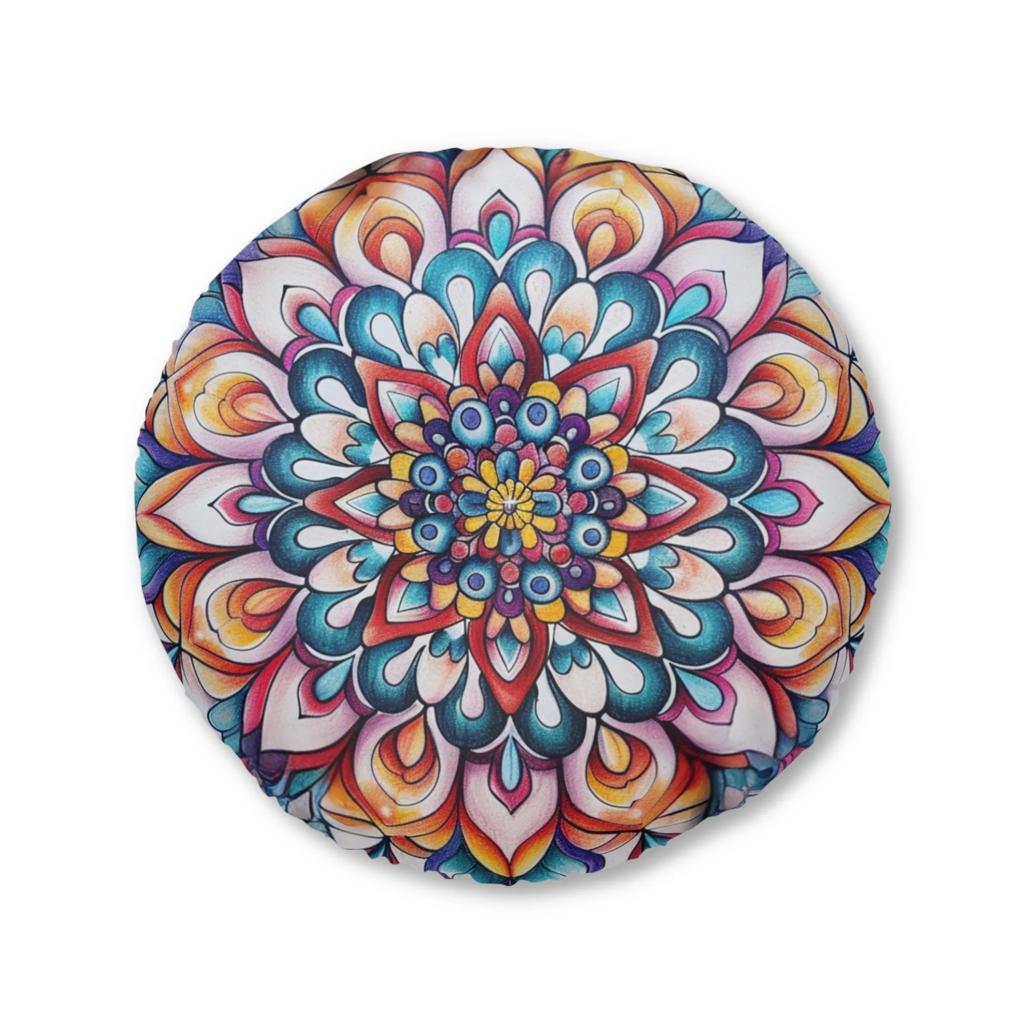 Handmade Mandala Design Floor Cushion - Round