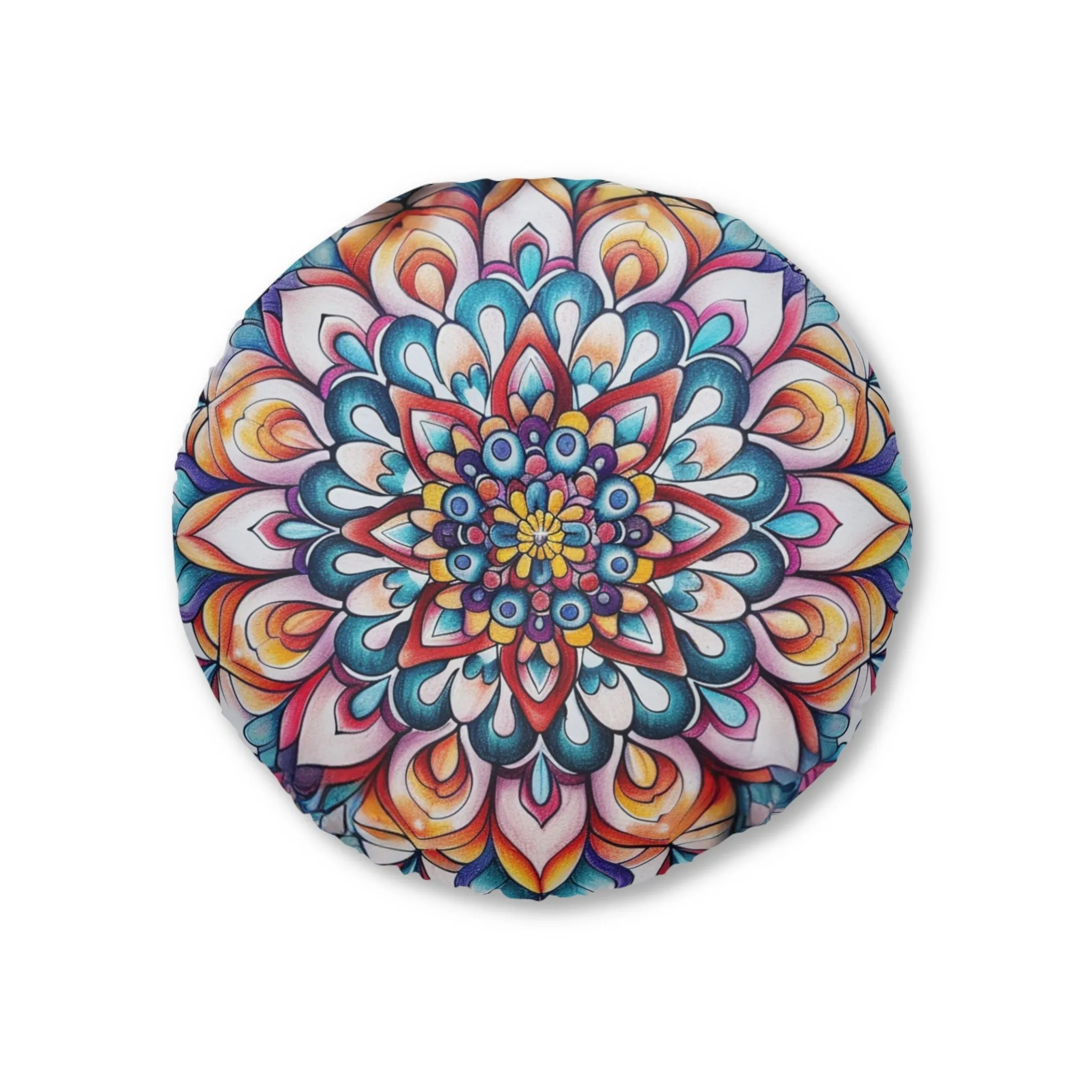 Handmade Mandala Design Floor Cushion - Round