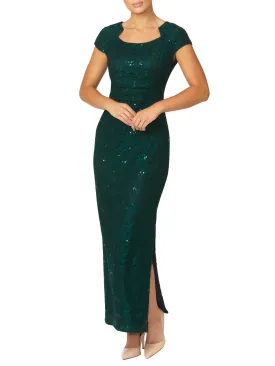 Helena Forest Green Stretch Lace Gown