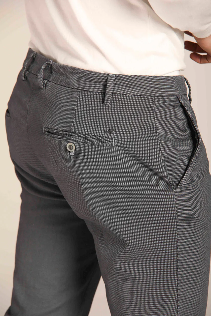 Milano Style pantalone chino uomo in cotone stretch con pattern occhio di pernice extra slim fit