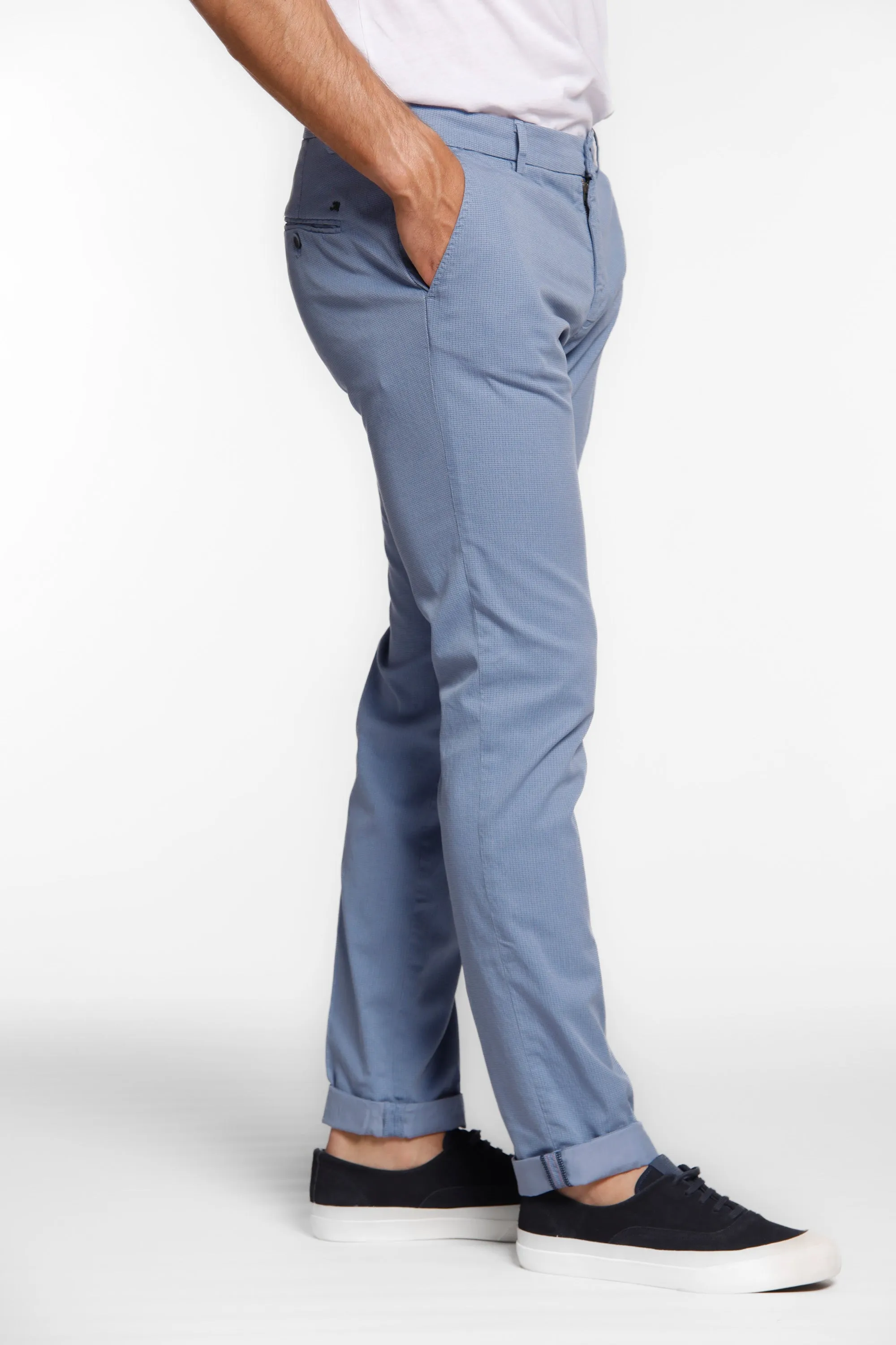 Milano Style pantalone chino uomo in twill e tencel microstampa extra slim