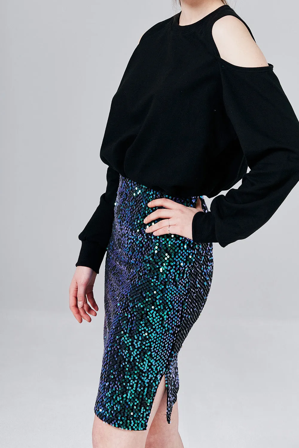 Natalie Sequin-Embellished Skirt