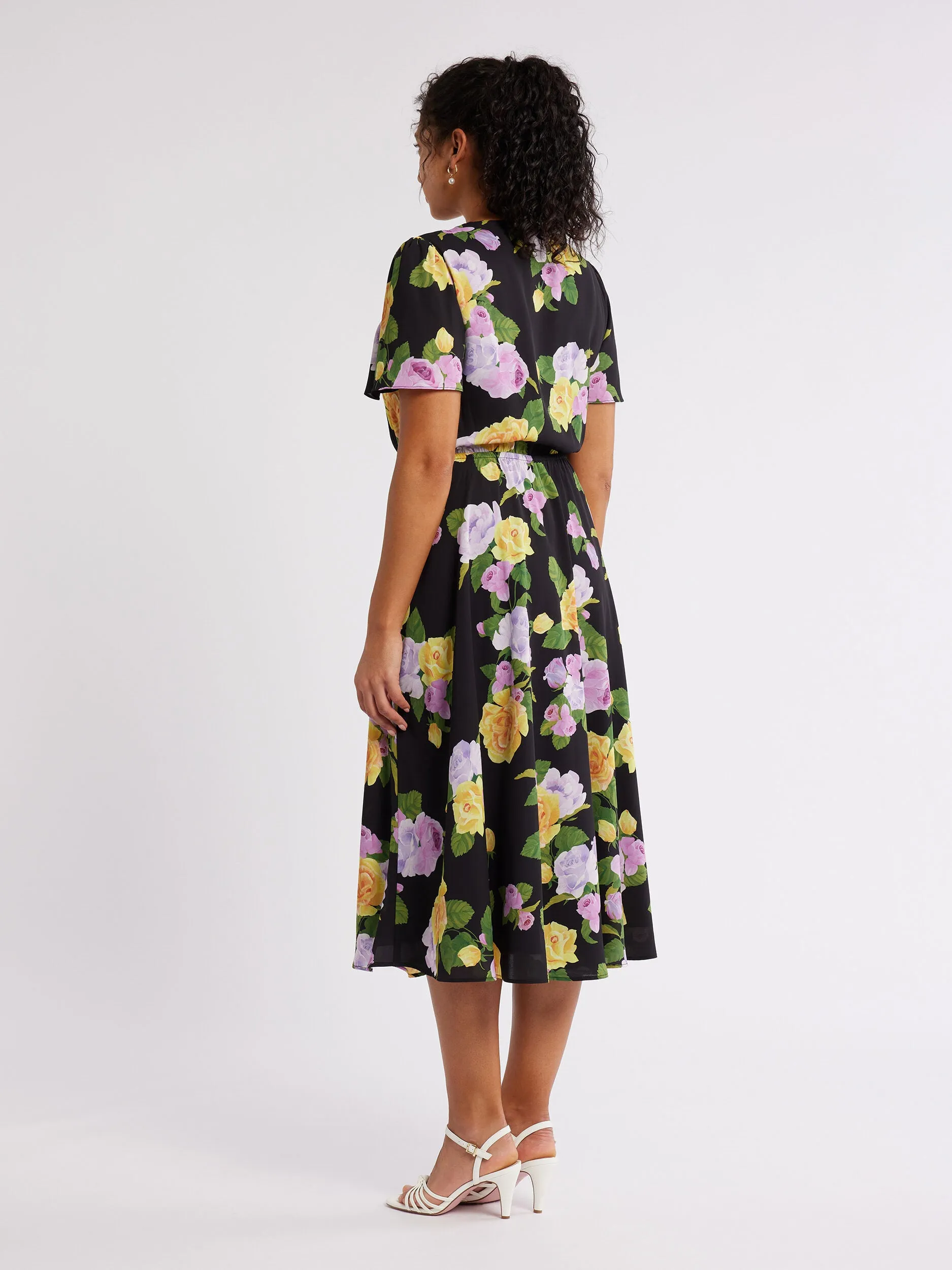 Rose Cascade Midi Dress