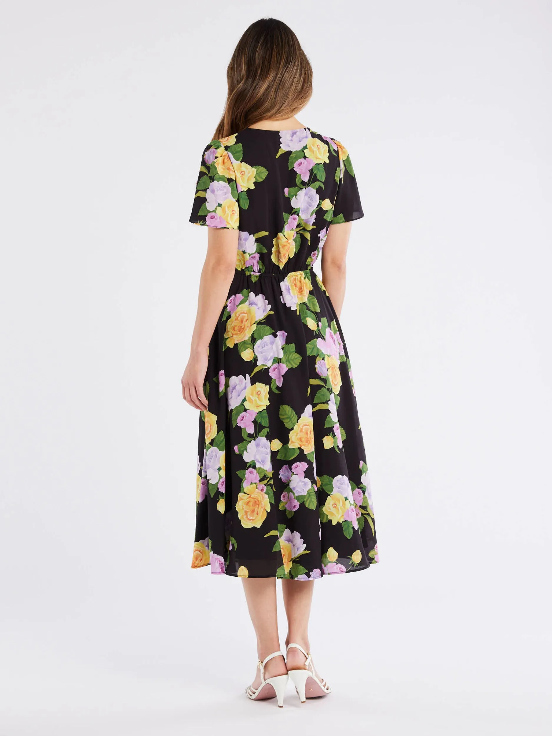 Rose Cascade Midi Dress