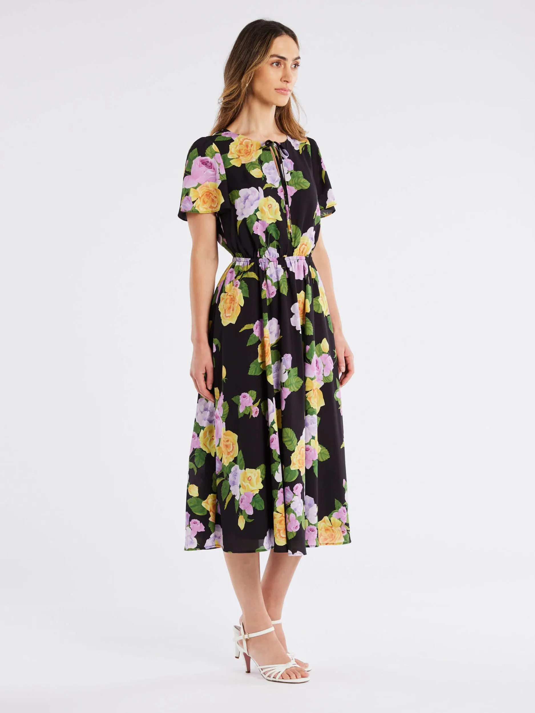 Rose Cascade Midi Dress