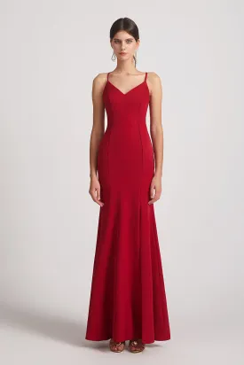 V-Neck Spaghetti Straps Side Slit Bridesmaid Dresses (AF0178)