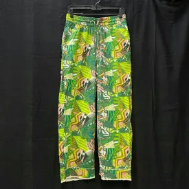 Wmns HAUTE HIPPIE Style 100% Cotton Green Abstract Pattern Print Boho Pants Sz S