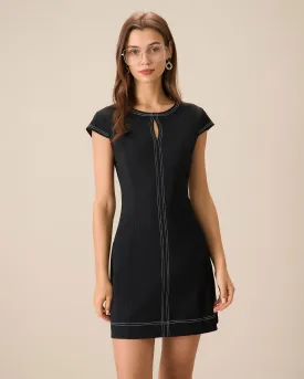 Women's Black Contrasting Mini Dress